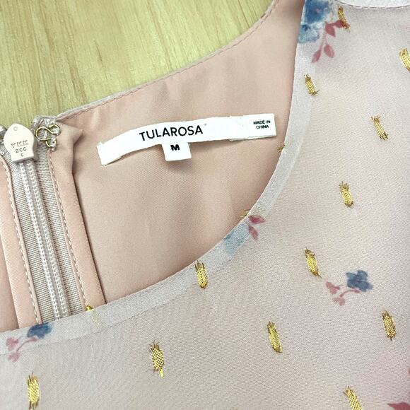 Tularosa Selma Floral Mini Dress Pastel Pink Size M Raffle Short Sleeve Wedding - Picture 5 of 8